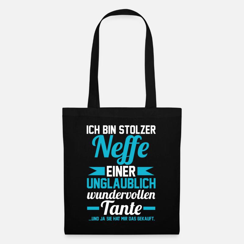 Tante und Neffe - Stoffbeutel - Schwarz