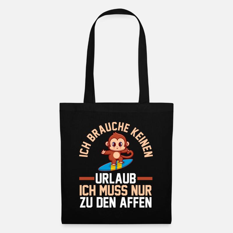 Urlaub Affe Affen - Stoffbeutel - Schwarz