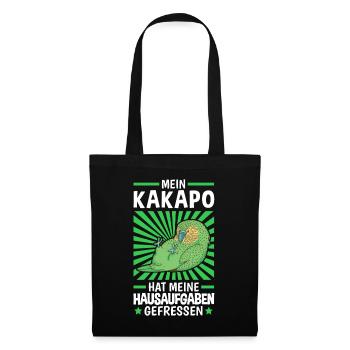 Kakapo Hausaufgaben flugunfähiger Papagei - Stoffbeutel - Schwarz - Vorne