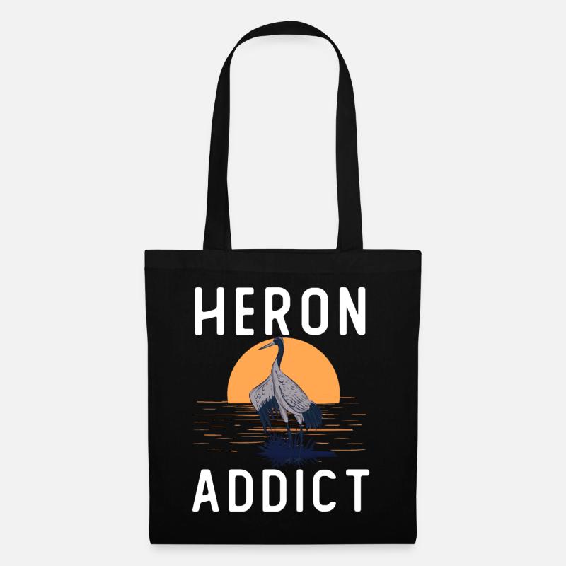 Héron accro - Sac en tissu - noir