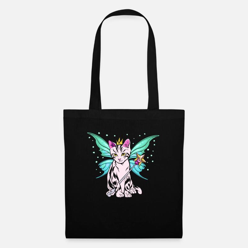 Katze Fairycore Fee Elf Lover - Stoffbeutel - Schwarz