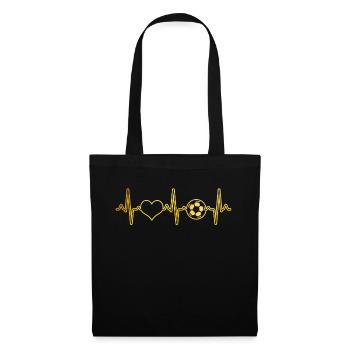 Battement de cœur de football - Sac en tissu - noir - Devant