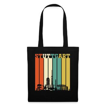 Stuttgart | Stuttgart Geschenk Skyline - Stoffbeutel - Schwarz - Vorne