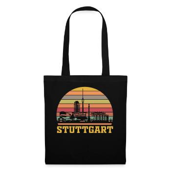 Stuttgart Retro | Stuttgarter Skyline Vintage - Stoffbeutel - Schwarz - Vorne