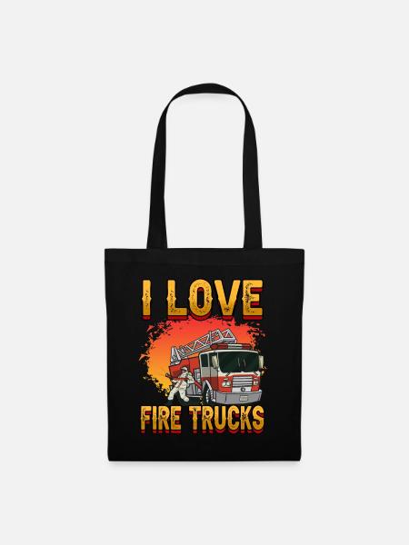 Firemen I Love Fire Trucks Firefighters Firetruck - Stoffbeutel - Schwarz