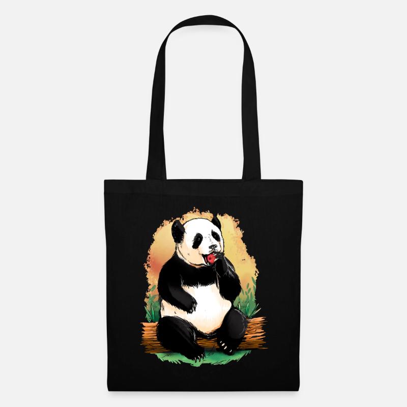Süß Tiere Pandabär Tiermotiv Geschenk Panda - Stoffbeutel - Schwarz