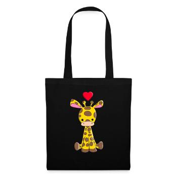 Girafe de dessin animé avec coeur Girafe de dessin animé - Sac en tissu - noir - Devant