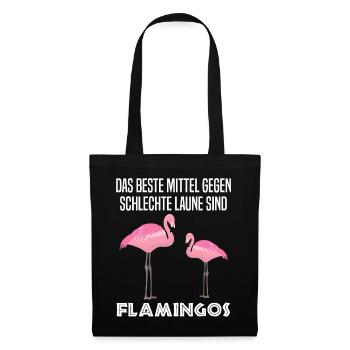 Flamingo Vogel Lustiger Spruch Zoo Tier Geschenk - Stoffbeutel - Schwarz - Vorne