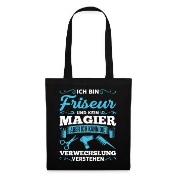 lustiges Friseur - Stoffbeutel - Schwarz - Vorne