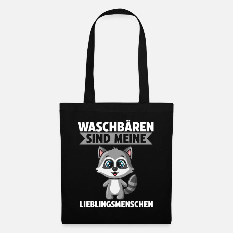 Waschbären Zootier Waschbär - Stoffbeutel - Schwarz