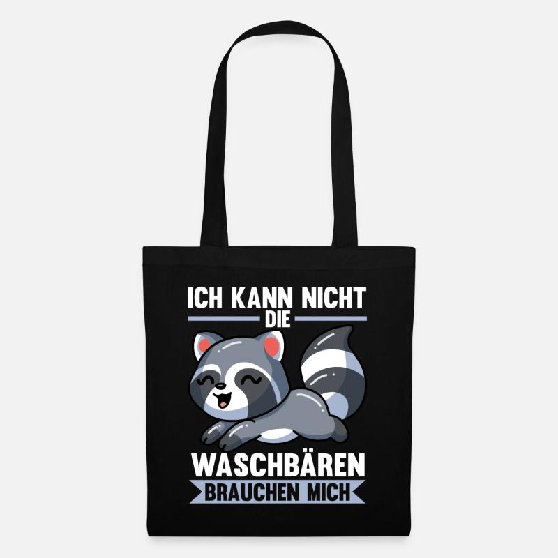 Waschbären Waschbär - Stoffbeutel - Schwarz
