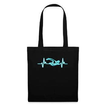 Funny Heartbeat Swim Nageur Athlète Amour Natation - Sac en tissu - noir - Devant
