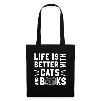 La vie est meilleure avec les chats et les livres - Cat Book - Sac en tissu - noir - Devant