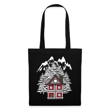 Forest House Hut Winter Fir Trees Romantic - Tote Bag - black - Front