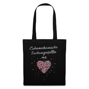 Zahnmedizinische Fachangestellte mit Herz - Stoffbeutel - Schwarz - Vorne