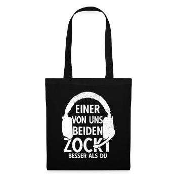 Gamer Gaming Zocker Zocken PC Headset Konsole - Stoffbeutel - Schwarz - Vorne