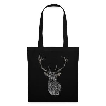 Hirsch Wapiti Hunts Animal Motif Imprint Animal Face - Tote Bag - black - Front