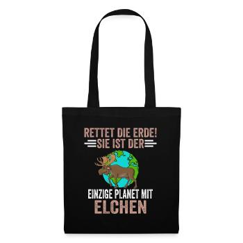 Umweltschutz Tierschutz Elch - Stoffbeutel - Schwarz - Vorne