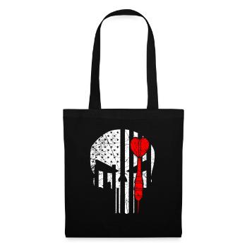 Dart Lover Player Darts Funny Skull American Flag - Tote Bag - black - Front