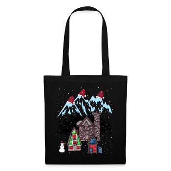 Xmas Winter Tirol Österreich Gebirge Berg Nikolaus - Stoffbeutel - Schwarz - Vorne