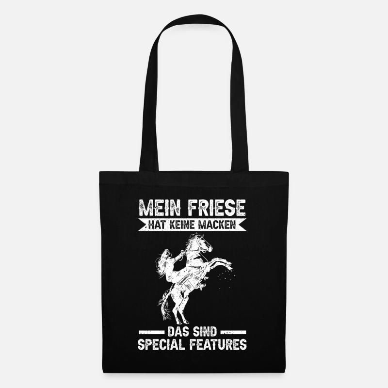 Pferd Reitstall Reiten Pferde Friese - Stoffbeutel - Schwarz