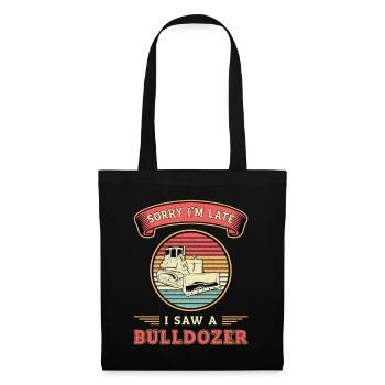 Planierraupe Bagger Bulldozer Bauarbeiter Geschenk - Stoffbeutel - Schwarz - Vorne