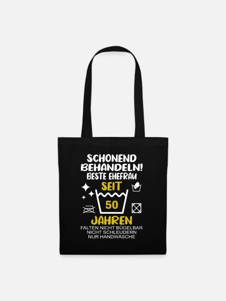 Goldene Hochzeit Ehefrau 50 Hochzeitstag - Stoffbeutel - Schwarz