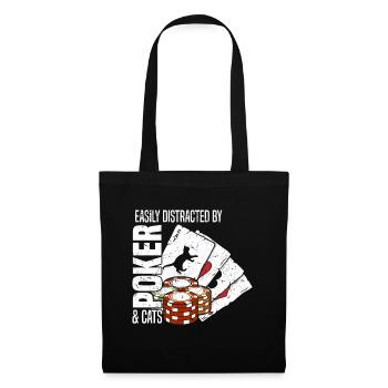 Les joueurs de poker sont facilement distraits par le poker et les chats - Sac en tissu - noir - Devant
