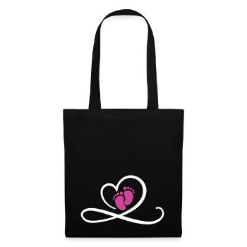 Grossesse Bébé Fille - Sac en tissu - noir - Devant