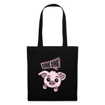 Süßes, kleines Schweinchen Oink Schwein Bauernhof - Stoffbeutel - Schwarz - Vorne