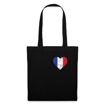 France Heart Flag France Patriot Fan - Sac en tissu - noir - Devant