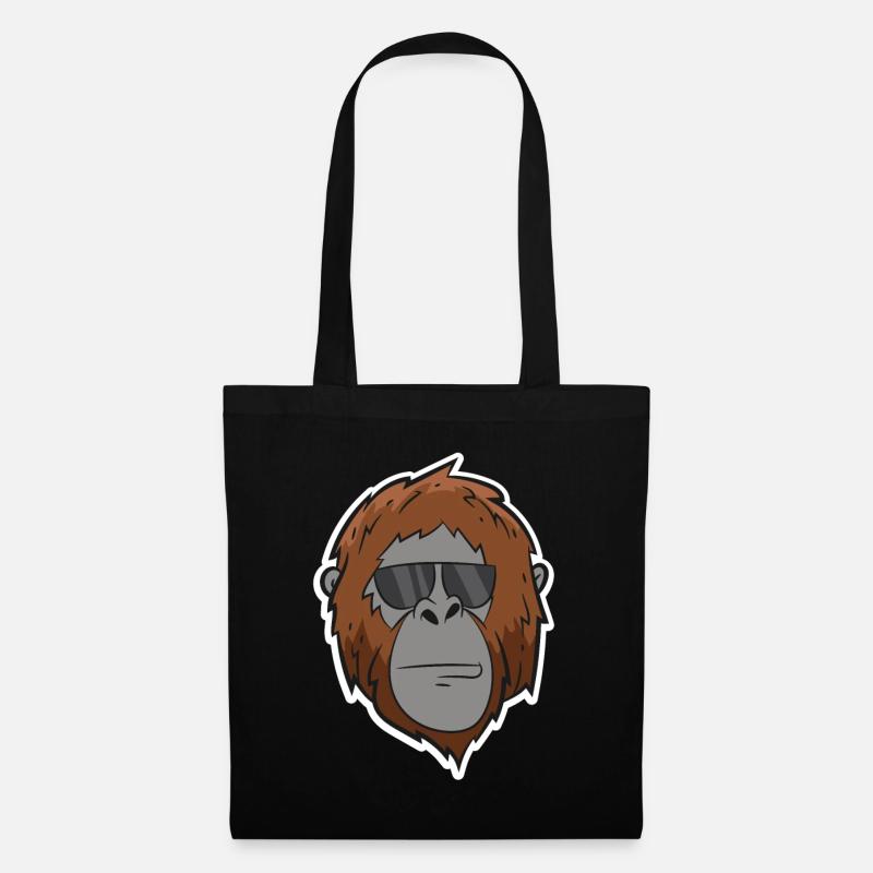 Orang-Utan - Kopf mit Sonnenbrille - Stoffbeutel - Schwarz