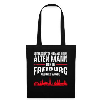 Freiburg - Alter Mann | Retro Vintage Style - Stoffbeutel - Schwarz - Vorne