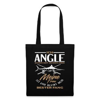 Angeln Ehe Frau Liebe - Stoffbeutel - Schwarz - Vorne