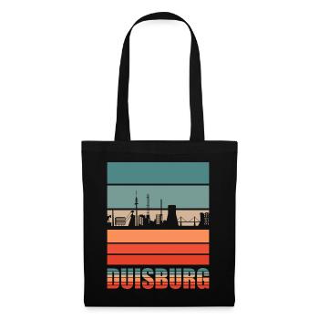 Duisburg Stadt Ruhrgebiet Skyline - Stoffbeutel - Schwarz - Vorne