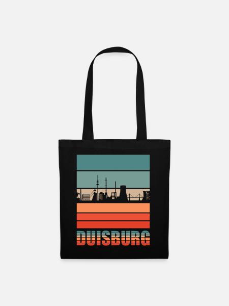 Duisburg Stadt Ruhrgebiet Skyline - Stoffbeutel - Schwarz