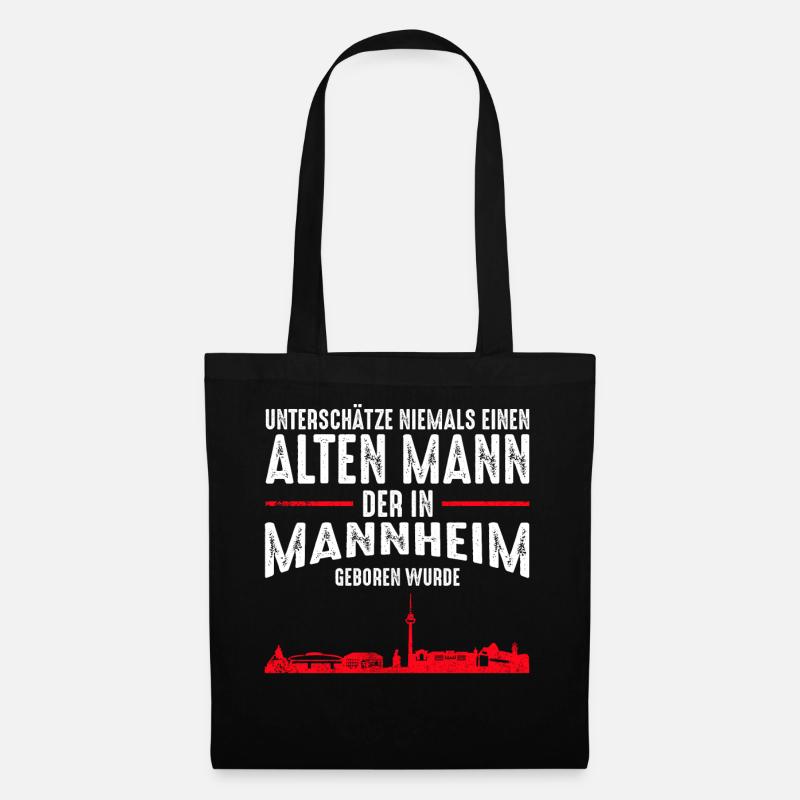 Mannheim Skyline - Lustige alte Männer Sprüche - Stoffbeutel - Schwarz