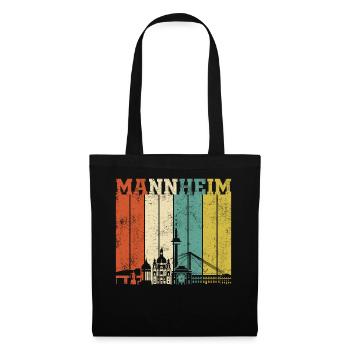 Retro Mannheim Skyline - Stoffbeutel - Schwarz - Vorne