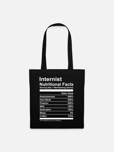 Internist Nutritional Facts Tee - Stoffbeutel - Schwarz