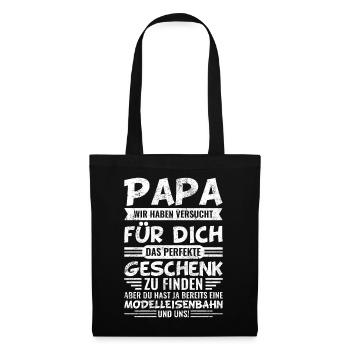 Eisenbahn Papa Modellbau Modelleisenbahn - Stoffbeutel - Schwarz - Vorne