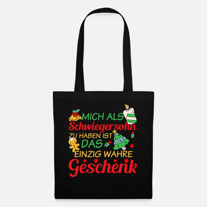 Weihnachtssprüche Geschenk - Schwiegersohn - Stoffbeutel - Schwarz