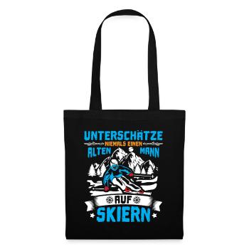 Skifahren Alter Mann auf Skiern - Stoffbeutel - Schwarz - Vorne
