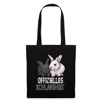 Offizielles Schlafshirt Hasen Schlafanzug Kaninche - Stoffbeutel - Schwarz - Vorne