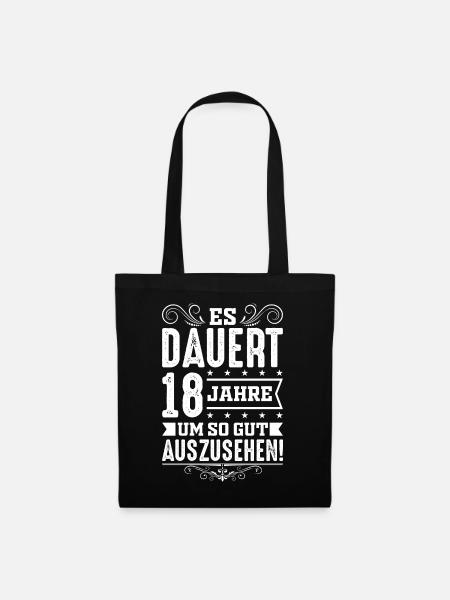 18. Geburtstag | 18 Jahre Volljährigkeit Geschenk - Stoffbeutel - Schwarz
