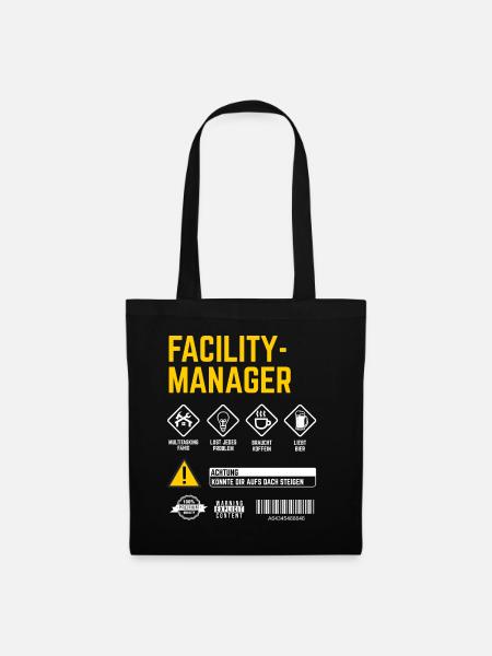 Hausmeister Sicherheitshinweise Facility Manager - Stoffbeutel - Schwarz