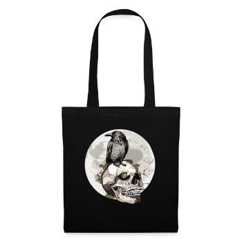 Raven Crow Motif Mythologie nordique - Sac en tissu - noir - Devant