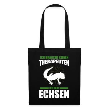 Ich brauche keine Therapeuten ich habe eine Echse - Stoffbeutel - Schwarz - Vorne