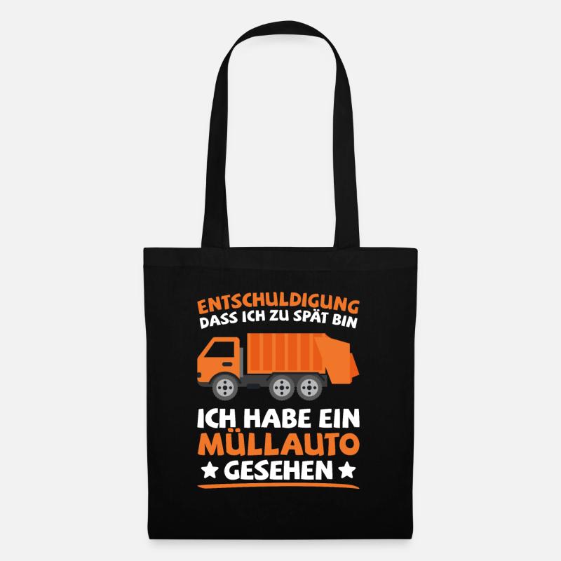 Müllauto Müllfahrzeug Müllmann Müllwagen Geschenk - Stoffbeutel - Schwarz