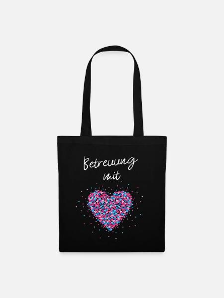 Betreuung mit Herz Herz für Pflegekräfte Geschenk - Stoffbeutel - Schwarz