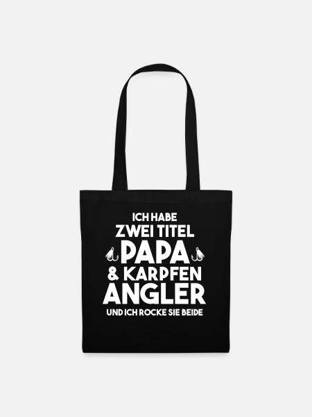 Angeln Papa KarpfenAngler - Stoffbeutel - Schwarz